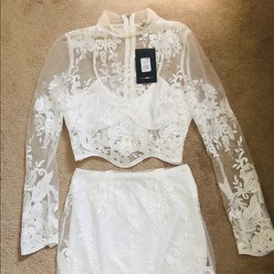 Fashion Nova Two Piece Lace Skirt Set